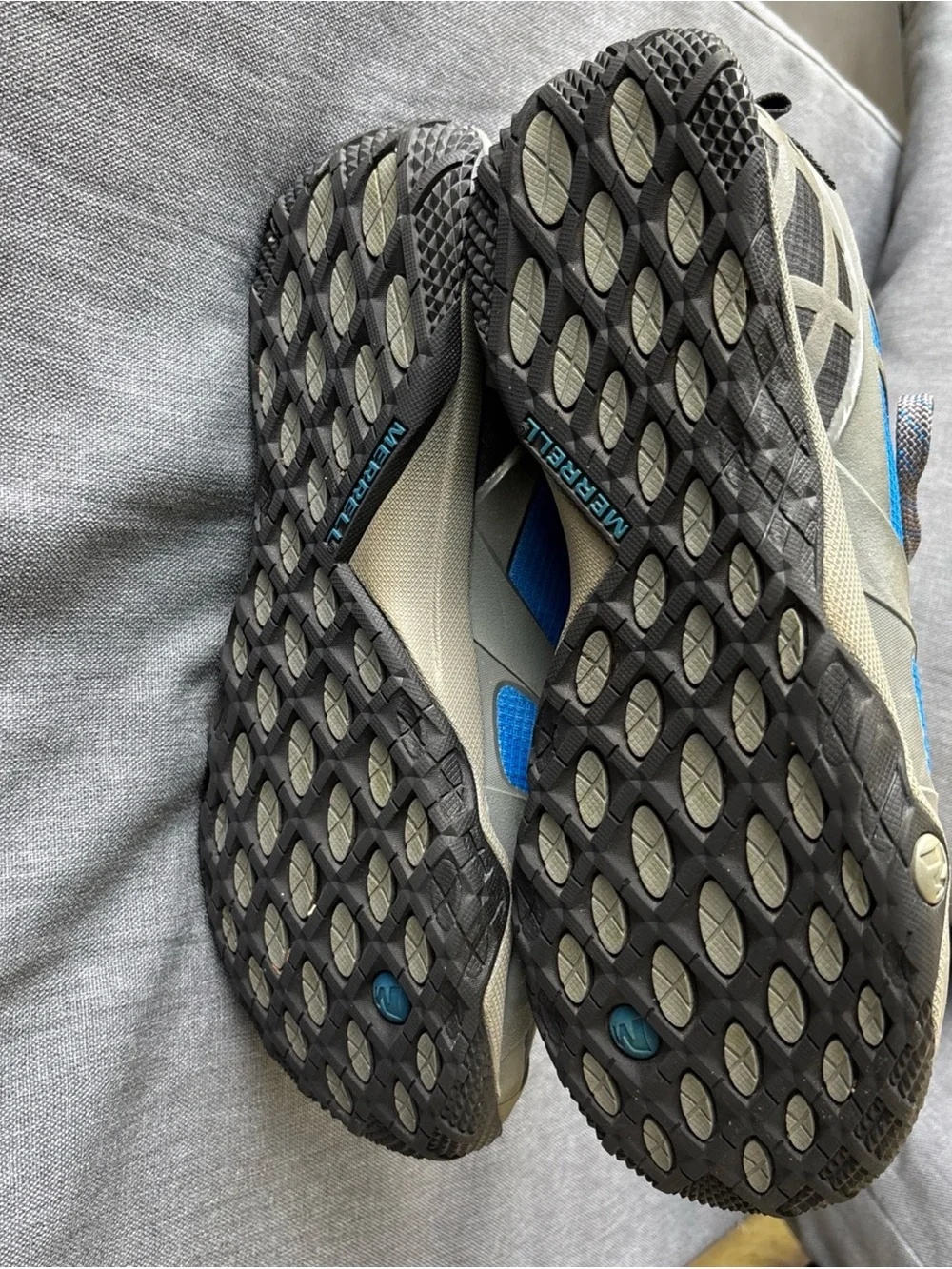 Merrell Men’s Bright Blue and Gray Trail Running Sneakers size 10